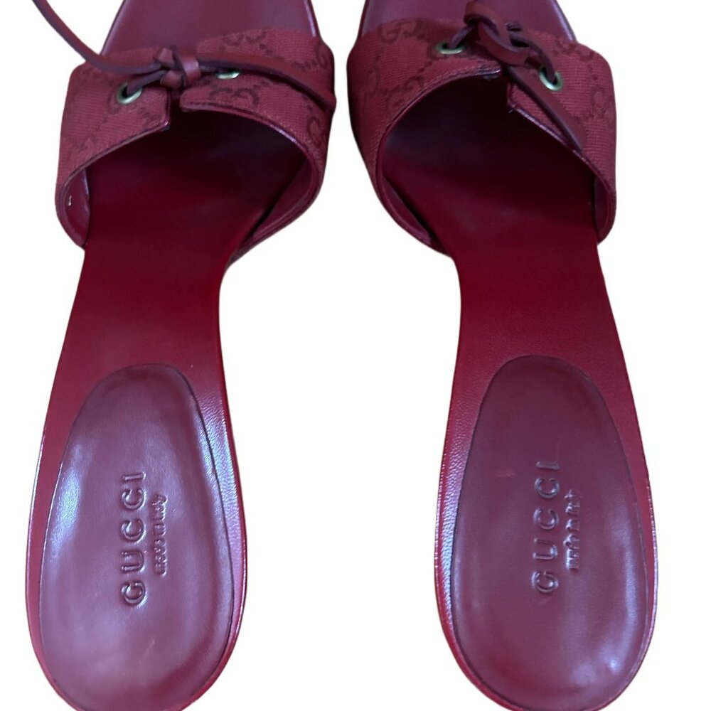 GUCCI RED STILETTO SANDALS SIZE 8 1/2 B - Picture 5 of 16